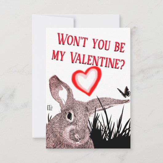 Magnifique Bunny Typographie Carte Saint Valentin (Devant)