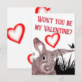 Magnifique Bunny Typographie Carte Saint Valentin (Devant / Derrière)