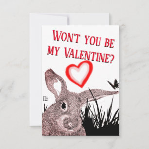 Magnifique Bunny Typographie Carte Saint Valentin
