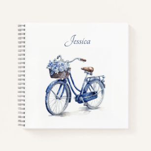Magnifique cahier à spirale floral bleu de Delft p