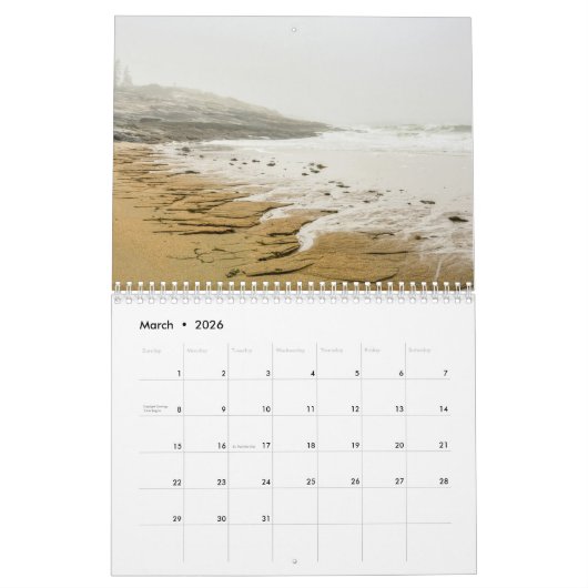 Magnifique Calendrier de 12 mois dans le Maine (Mar 2026)