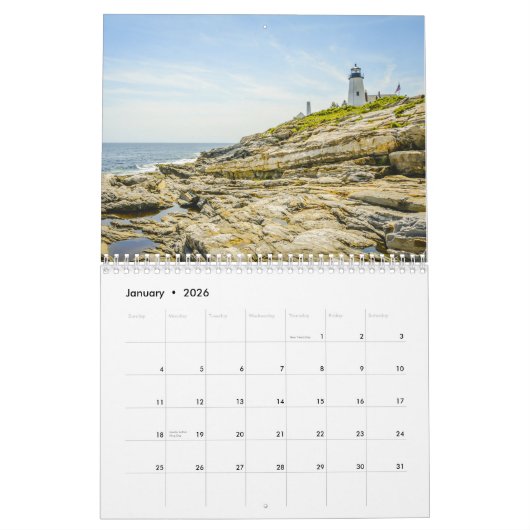 Magnifique Calendrier de 12 mois dans le Maine (Jan 2026)