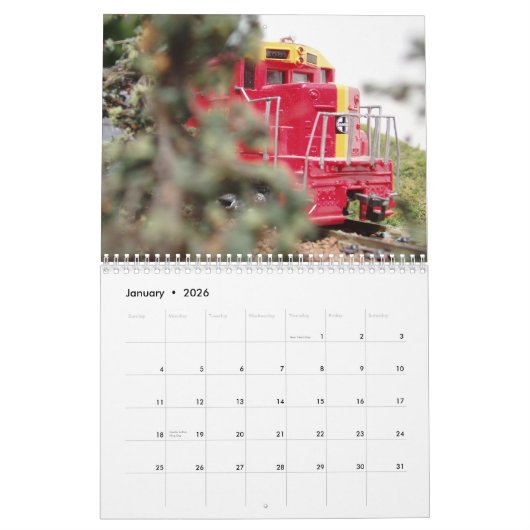 Magnifique calendrier de train de l'année complète (Jan 2026)