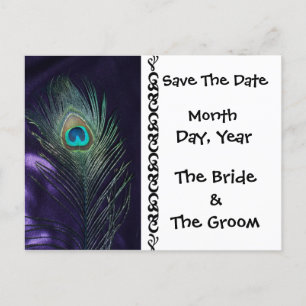 Magnifique carte de faire-part de mariage Paon Vio