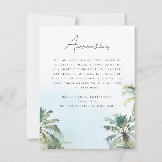 Magnifique carte de mariage de plage tropicale (Devant)