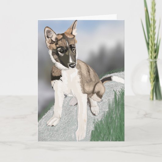 Magnifique carte de vœux vierge chiot Husky (Devant)