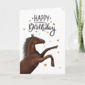 Magnifique cheval brun élevant carte d'anniversair (Devant)
