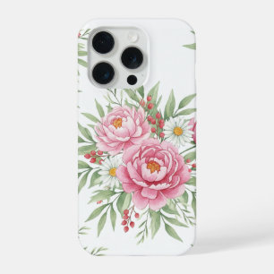 Magnifique coque iPhone 15 Pro à motif floral en a