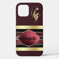 Magnifique coque iphone personnalisé Gold/Maroon