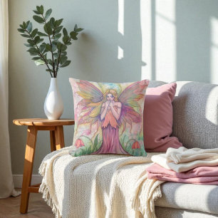Magnifique Coussin de Jet Faerie Fée Fleur