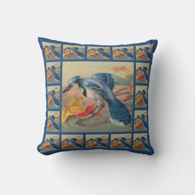 Magnifique Coussin de Jeté de Conception Geai Bleu (Recto)