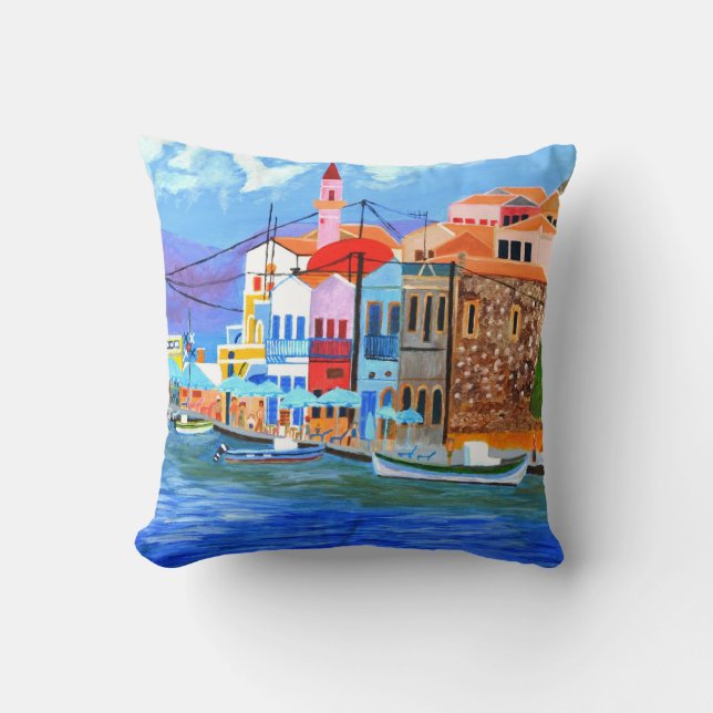 Magnifique Coussin de Jeté Grèce (Recto)