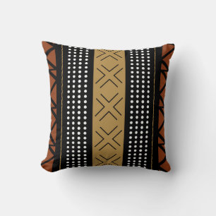 Magnifique Coussin de Jeté Inspiré du Bogolan Afri