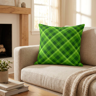 Magnifique Coussin de Lancement à Carreaux Verts G