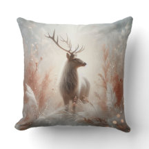Magnifique Coussin de Lancer de Cerf d'Hiver