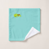 Magnifique crocodile sur fond sarcelle et blanc (Gant de toilette)