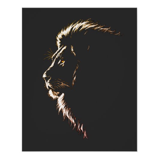 Magnifique dessin latéral d'un lion's face Poster (Devant)