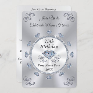 Magnifique Diamant, 75e carte d'invitation d'anniv