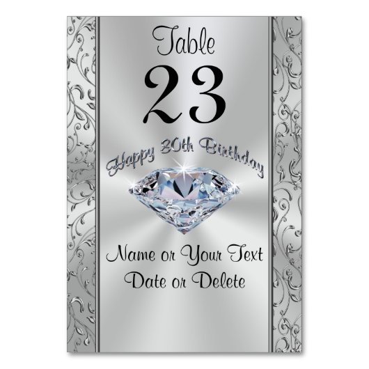 Magnifique Diamant, Joyeuses cartes de table 80e a (Par défaut)