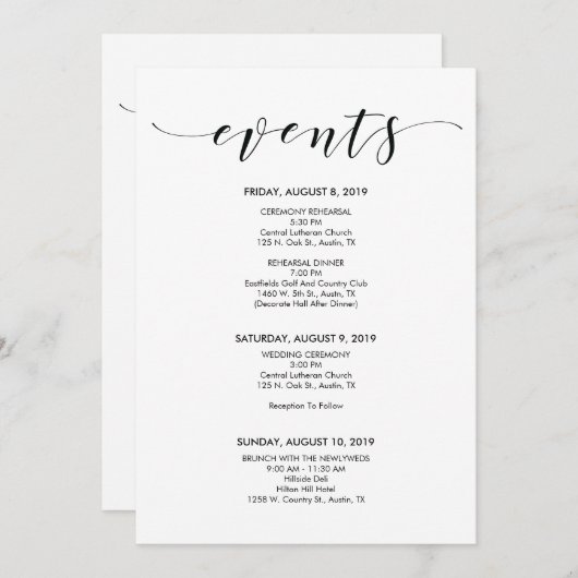 Magnifique Elégant Calendrier De Mariage/ Carte It (Devant / Derrière)