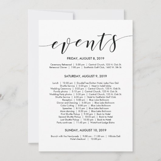 Magnifique Elégant Calendrier De Mariage/ Carte It (Devant)
