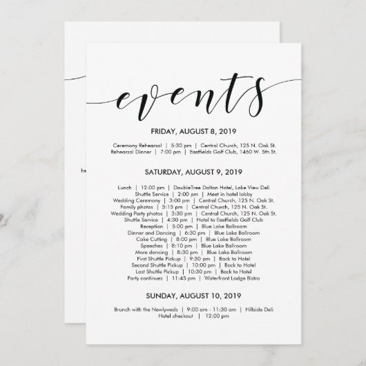 Magnifique Elégant Calendrier De Mariage/ Carte It (Devant / Derrière)