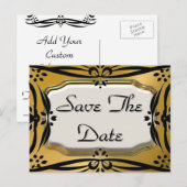 Magnifique Enregistrer La Date Gold & Black Cartes (Devant / Derrière)