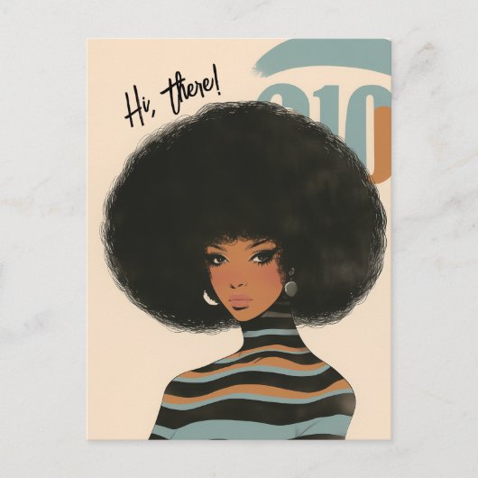 Magnifique femme noire avec carte postale Afro (Devant)