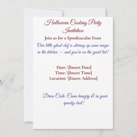 Magnifique Festin – Invitation à la cuisine fantôm (Dos)