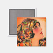 Magnifique Flapper orange 20's Gal avec Aimant (Recto/Verso)