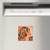 Magnifique Flapper orange 20's Gal avec Aimant (In Situ (Lave-vaisselle))