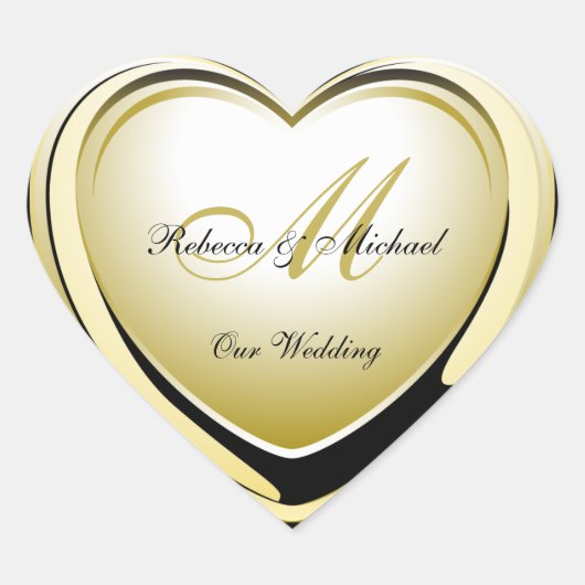 Magnifique Gold Heart Notre Sticker Mariage (Devant)