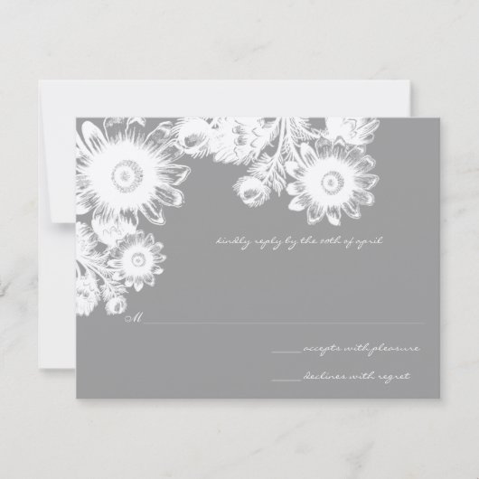 Magnifique Gris Vintage Floral Wedding Carte RSVP (Devant)