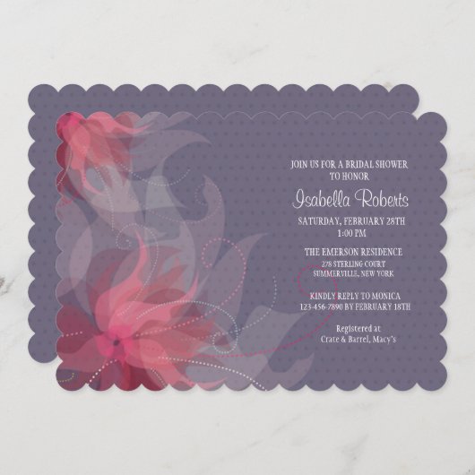 Magnifique Invitation Mauve (Devant / Derrière)