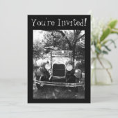 Magnifique Invitation photo de voiture ancienne (Debout devant)