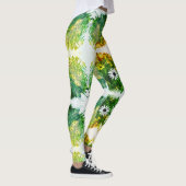 Magnifique Jaune Fleurs Blanches Leggings (Droite)