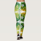 Magnifique Jaune Fleurs Blanches Leggings (Dos)
