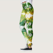 Magnifique Jaune Fleurs Blanches Leggings (Gauche)