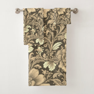 Magnifique motif floral sépia vintage