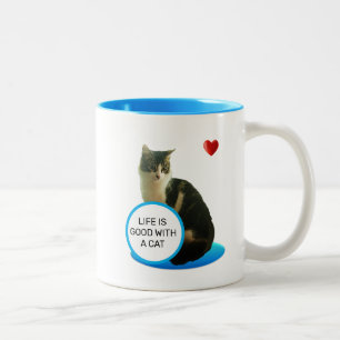 Magnifique mug deux tons chat tigré & coeur