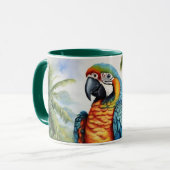 Magnifique mug perroquet Macaw avec monogramme per (Devant gauche)