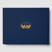 Magnifique or Floral Navy Blue Mariage Livre d'or (Verso)