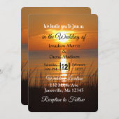 Magnifique Orange Sunset Wedset Invitations (Devant / Derrière)