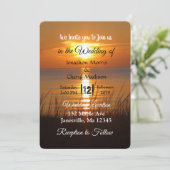 Magnifique Orange Sunset Wedset Invitations (Debout devant)