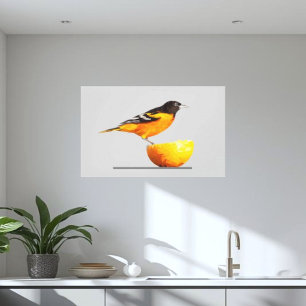 Magnifique Oriole/Art Minimaliste sur Toile Orange