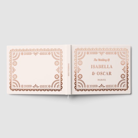 Magnifique Ornate Papel Picado Rose Mariage or (Complet)