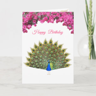 Magnifique paon et fleurs tropicales Anniversaire