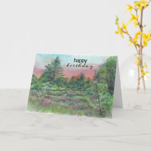 Magnifique paysage Art Trees joyeuse carte d'anniv (Fleur jaune)