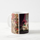 Magnifique photo de chien de Noël Collage Mug (Devant gauche)
