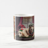 Magnifique photo de chien de Noël Collage Mug (Centre)